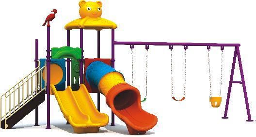 Two slides, three swings playground