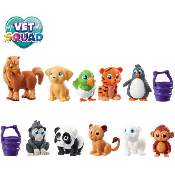 Vet Squad - Animals -Pack of 5 - Chimpanzee, Panda, Lioness, Pup & Monkey - Suitable for 4 years and above